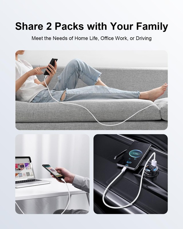 USB to Lightning Cable 3ft 2pack, Apple MFi Certified iPhone Charger Cord Lea... gallery