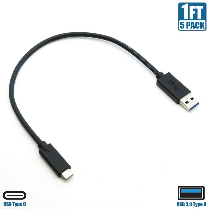 5x 1FT USB-C 3.1 Type C to USB-A 3.0 Sync Data Charge Cable Fast Charging Cord