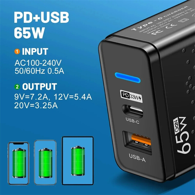 65W Super Fast Charging USB Type C Wall Charger For iPhone 17e Pro Max 16 15 14 gallery