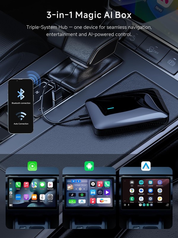 Wireless CarPlay Adapter, Magic AI Box with DualWiFi Stability Enjoy Video & ... gallery