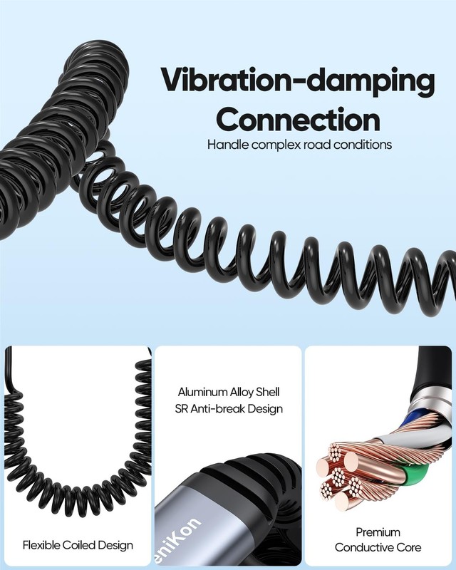 ZeniKon USB A to C Coiled Cable 3FT 2-Pack, C 3FT-2Pack, Grey gallery