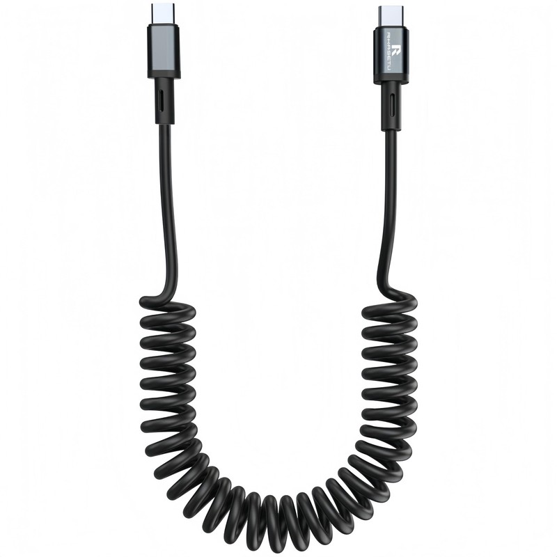 Coiled USB C Cable, 3FT C to C Charger Cable for 3FT, Grey