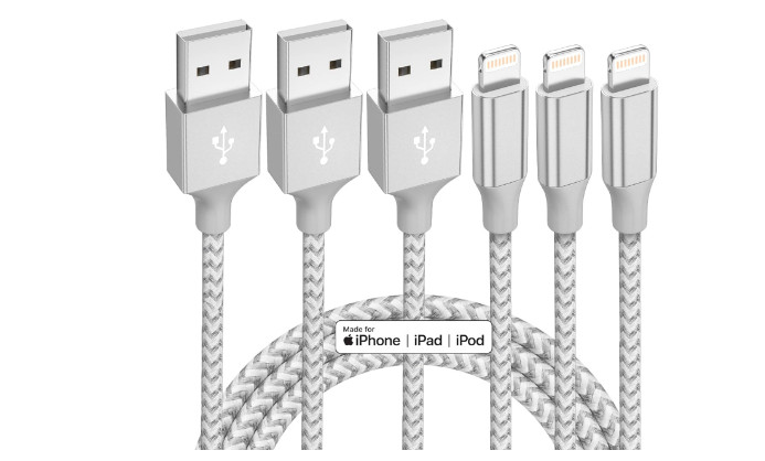 iPhone Fast Charging Nylon Braided Cable Safe High Speed Charger Reliable 3 Pack
