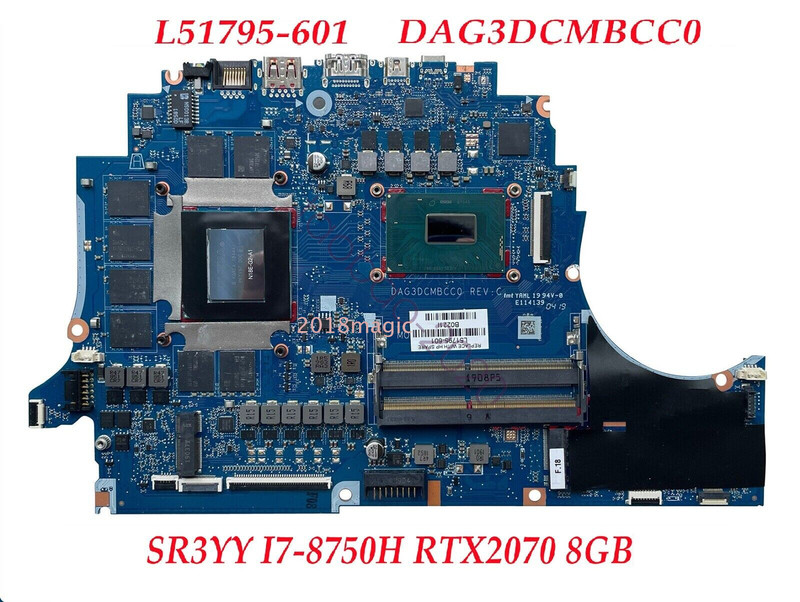 For HP 15-DC RTX2070 Motherboard I7-8750H CPU L51795-001 L51795-601 DAG3DCMBCC0