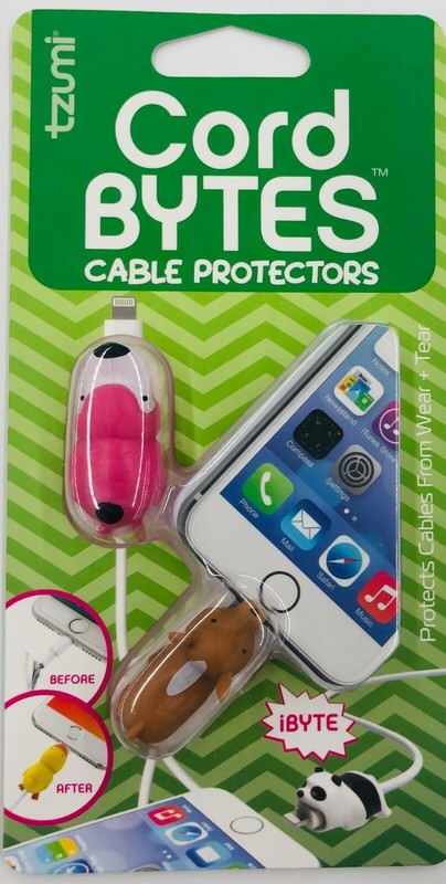 2 Pack of Tzumi Cord Bytes Cable Protectors, “Brown Llama & Pink Flamingo” – NIP