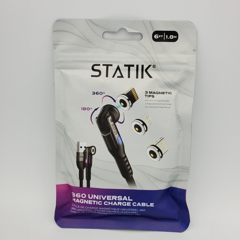 Statik 360 Rotating Magnetic Charging Cable Magnetic USB C Charging Cable 6ft