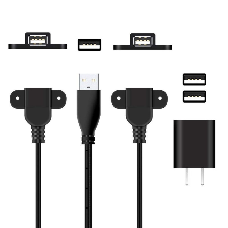 USB 2.0 Male to Dual Female Charging Extension Cable Furniture nightstand Sof...
