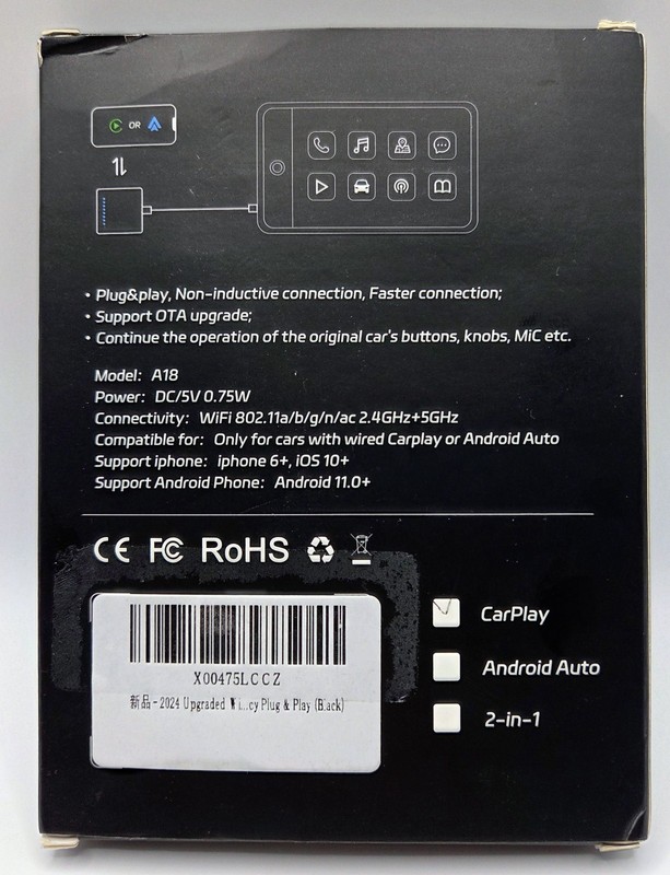 Wireless Carplay Adapter Wireless Adapter for Cars from 2016+ & for iOS 10+ Blck gallery