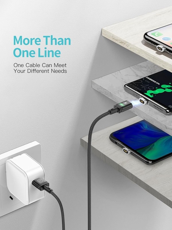 Durable 6ft Magnetic USB C Charging Cable - Quick Charge & Syncing Indicator gallery