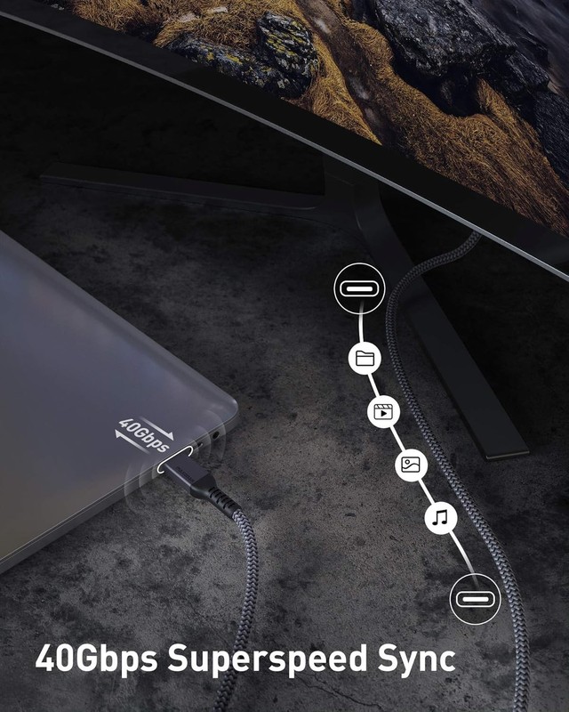 6Ft] Thunderbolt 4 Cable, Thunderbolt 4 Cable 40Gbps with 100W Charging and 8... gallery
