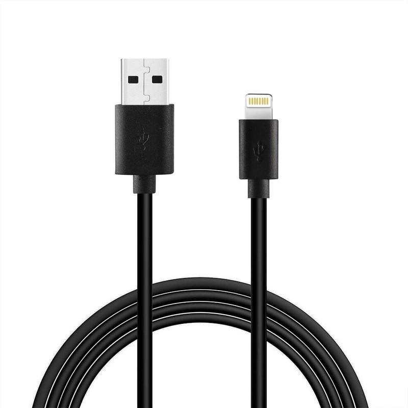 Reiko 3.3Ft PVC Material 8 Pin USB 2.0 Data Cable in Black & Simple Packaging