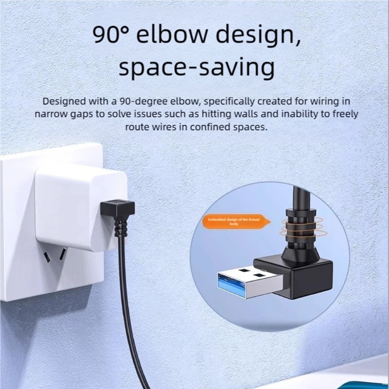 5Gbps Short Data Cable Nylon Elbow USB3.0 to Type C Fast Charging Cable for gallery
