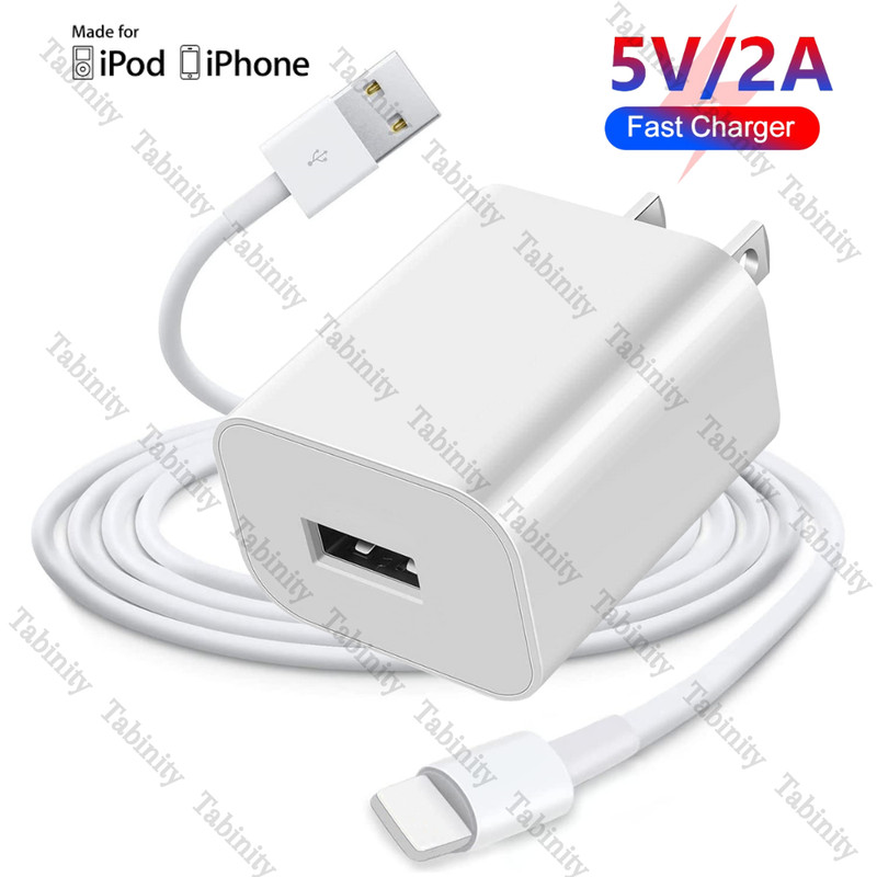 USB Fast Wall Charger Block Power Adapter Cable For iPhone 14/13/12/11/XR/8/7/6
