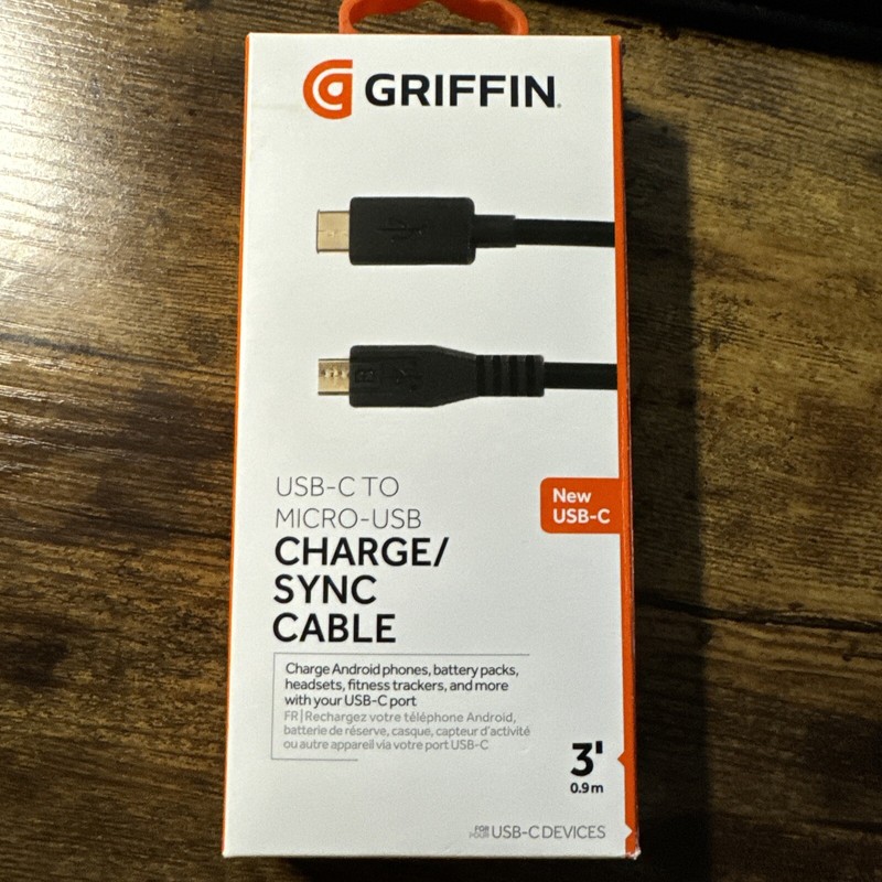 Griffin 3ft USB-C to Micro USB Charge & Sync Cable – Black