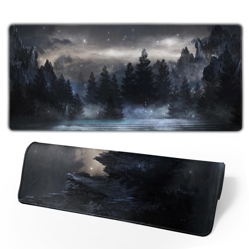 Forest Extra Large Black Gaming Mouse Pad Non-Slip Rubber Giant Mountain Mous... gallery