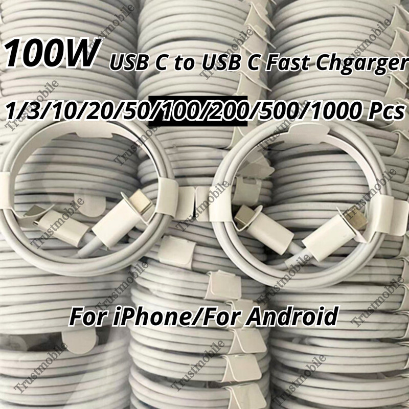 For Android iPhone 15 Macbook 100W USB-C to USB C Cable Fast Charger PD Cord Lot