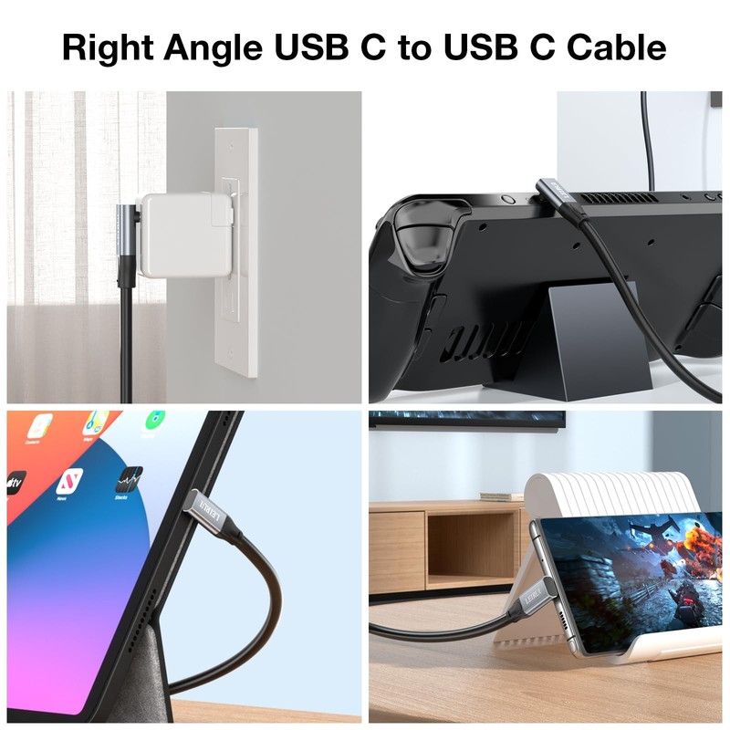 USB C Cable 90 Degree, 20Gbps Down Angle USB C 3.2 Gen2x2 Data Transfer Cable... gallery
