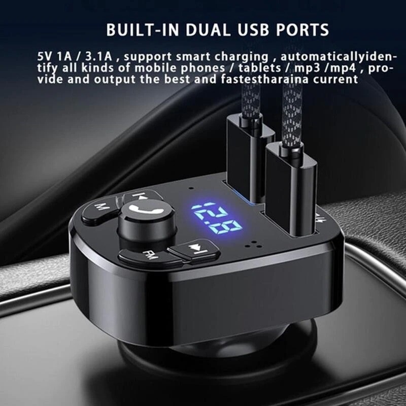 USB Car Charger Bluetooth 5.0 FM Transmitter Mp3 Audio Adapter Brand New gallery