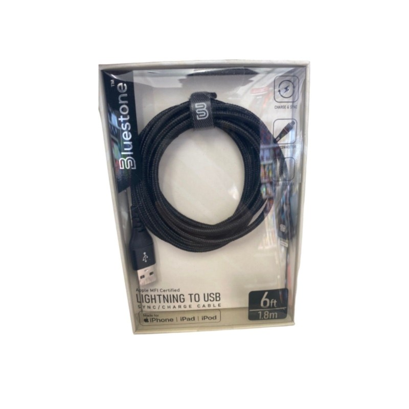 BLUESTONE 6FT APPLE MFI CERTIFIED LIGHTING TO USB - USB TO 8 PIN