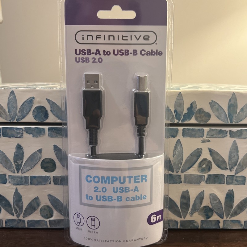 NEW Infinitive USB-A To USB-B Cable USB 2.0 6FT Sealed Printer Scanner