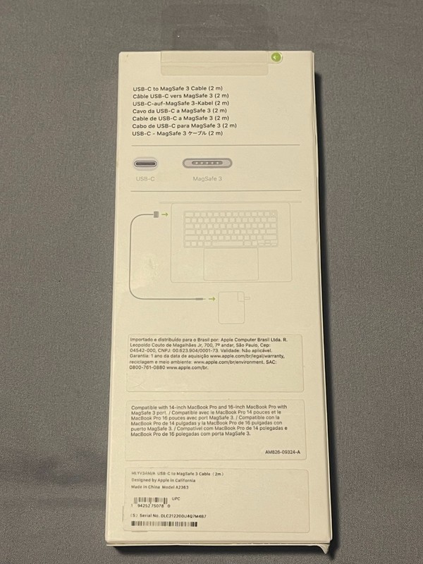 New Apple USB-C to MagSafe 3 Charging Cable 6.6' (2m) White MLYV3AM/A with Box gallery