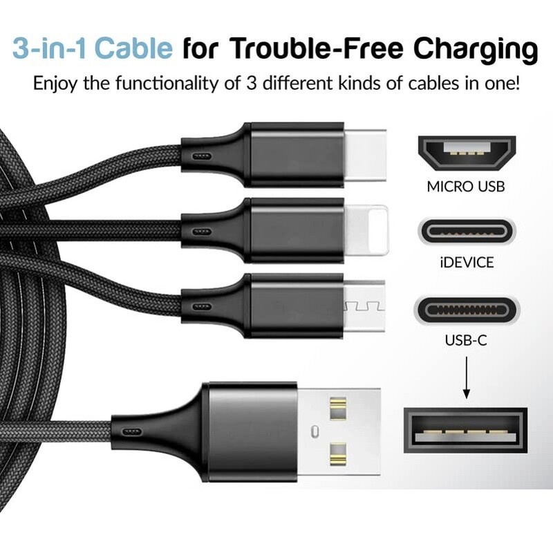 For Samsung Galaxy S22/Ultra/Plus - Power Cord 3-in-1 USB Cable Charging Wire gallery