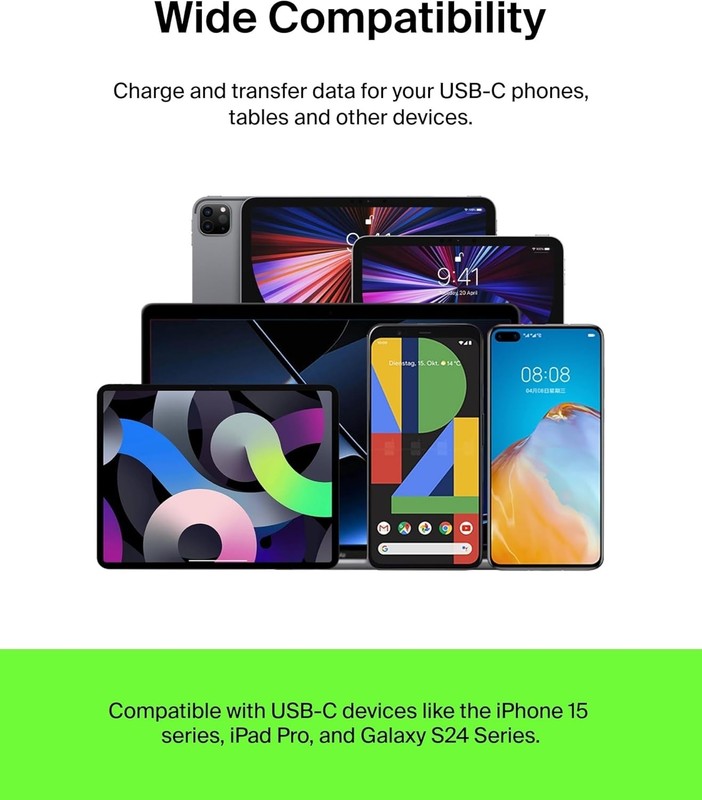 Ultra-Flexible USB A to USB C Cable 2-Pack, 3.3ft - Perfect for iPhone & Galaxy gallery