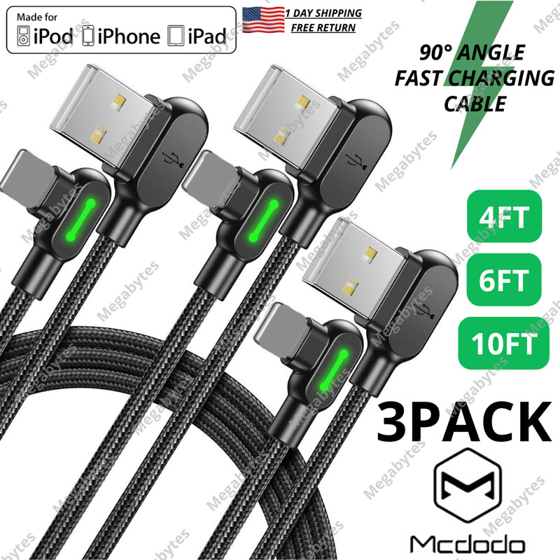 Mcdodo 90 Degree Right Angle USB Charger Charging Cable For iPhone 14 13 12 11 8