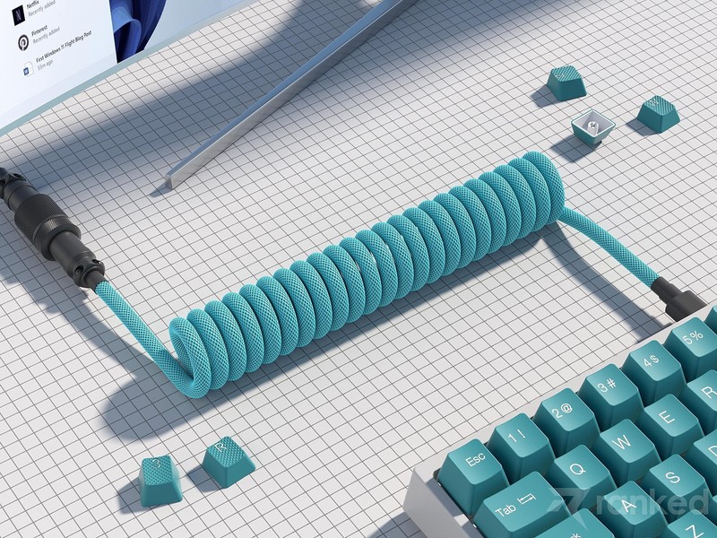 Coiled Keyboard Cable | Handcrafted Double-Sleeved Braided Cable | USB Type C... gallery