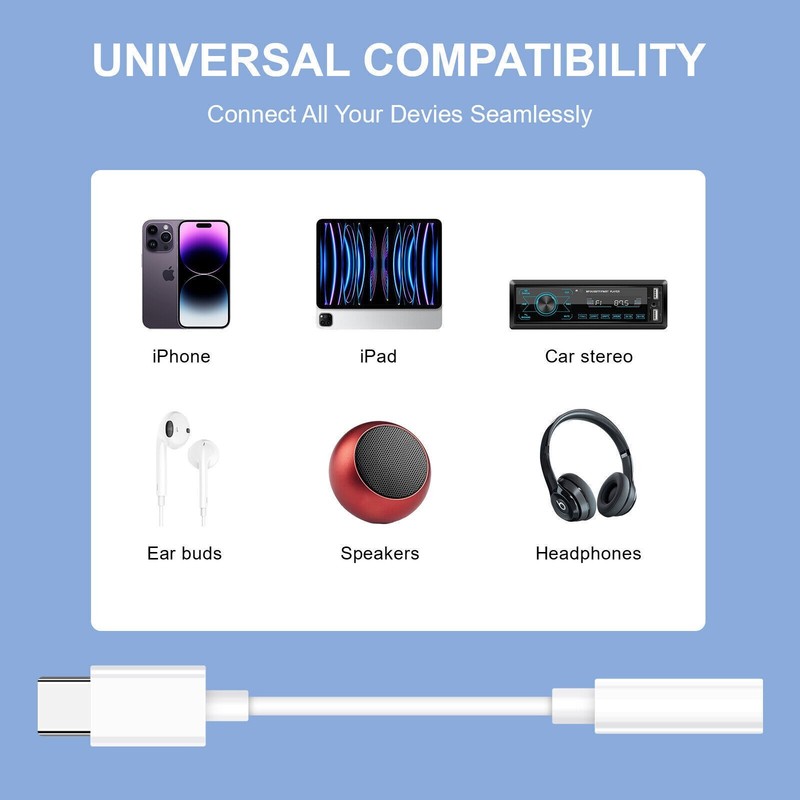 US Fast USB Car Charger Adapter& USB-C to 3.5mm Aux Jack Adapter Earphone Cable gallery