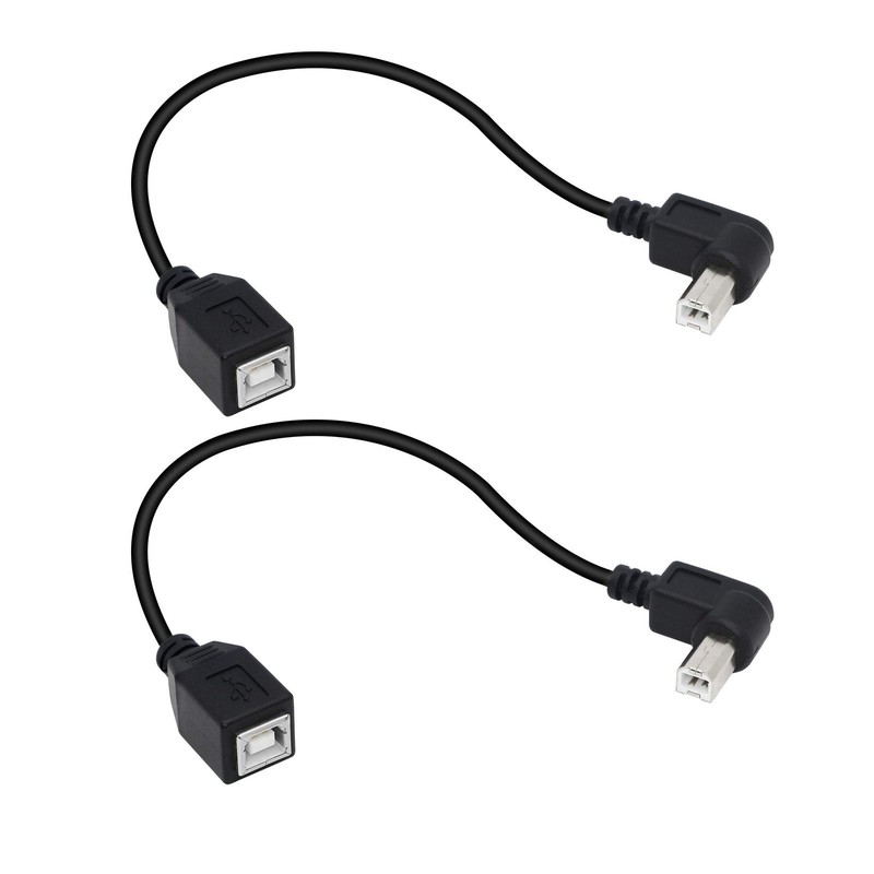 USB 2.0 -B Printer Cable, (2-Pack) USB 2.0 B Female to Left Angle B Printer S…