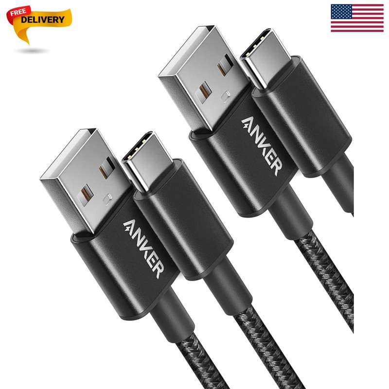 Fast Charging 3ft USB A to USB C Braided Cables, 2-Pack for All Devices