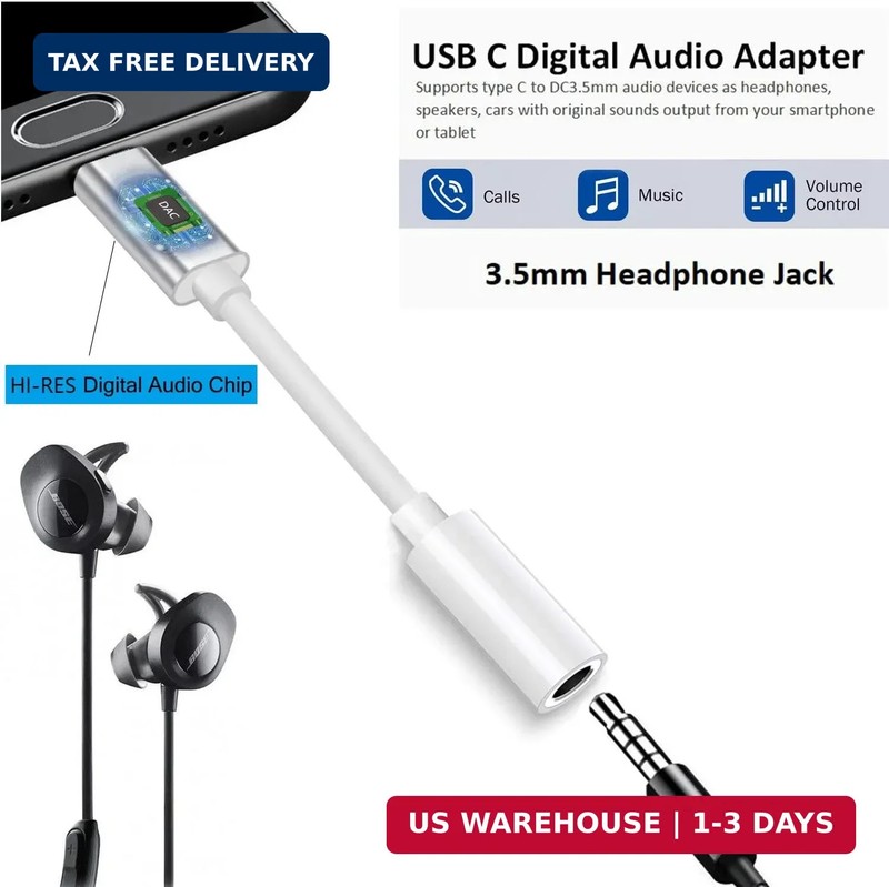 USB C to 3.5mm Headphone Jack Adapter Compatible with Pixel 6 5 4 3 2 XL, iPhone gallery