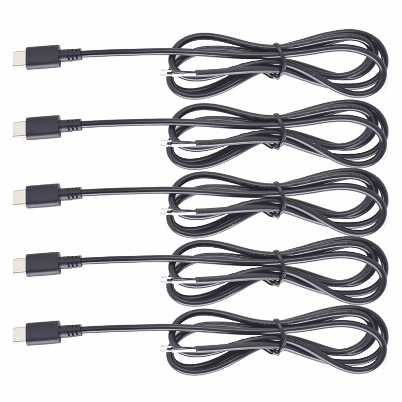 1pc 1M/3.3FT USB C Type-C Male Plug Cable 2 Wires Power Pigtail Cable Cord DIY