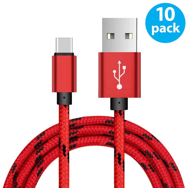 10-Pack Braided USB-A to Type-C Fast Charging Cable Cord Charger Charging Sync gallery
