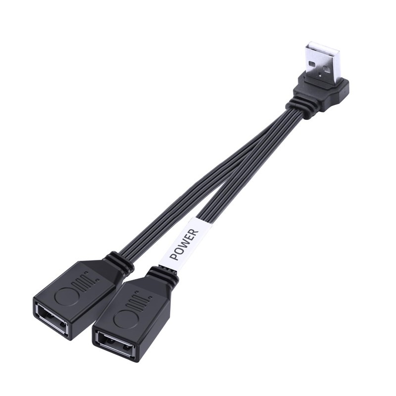 Short 90 Degree PD 65W USB 2.0 Fast Charge Cord Flat USB 2.0 to 2 Female Cabl...