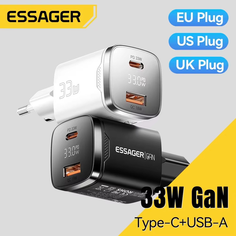 33W GaN USB Type C Charger Digital Display PD Fast Charging For iPhone 16 15 14 gallery
