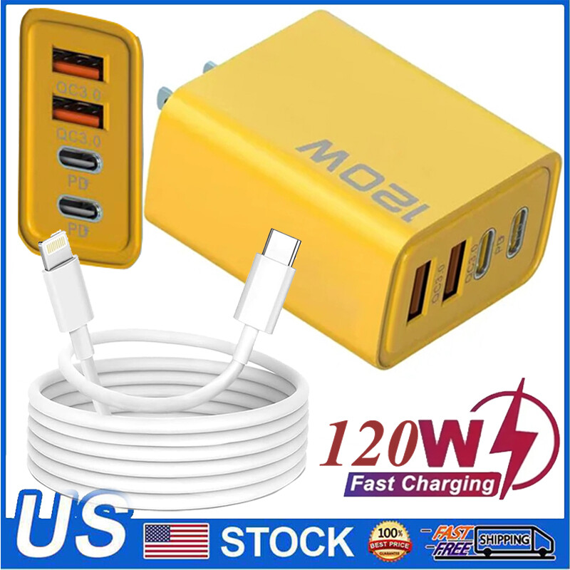 120W USB-C PD Fast Wall Charger iOS Cable For iPhone 14 13 12 11 Pro Max XS XR X