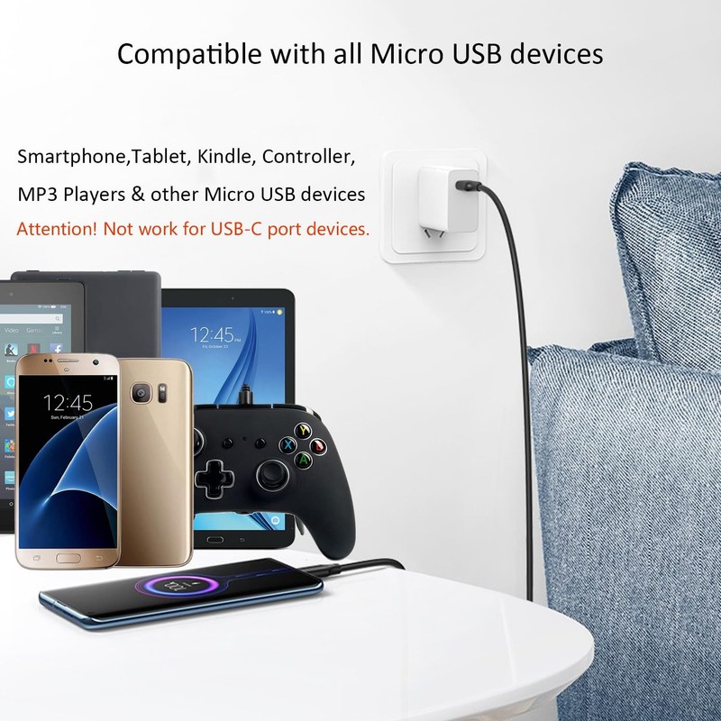 USB-A to Micro USB Charging Cable, 480Mbps Data Sync, USB 2.0 Fast Charger Co... gallery