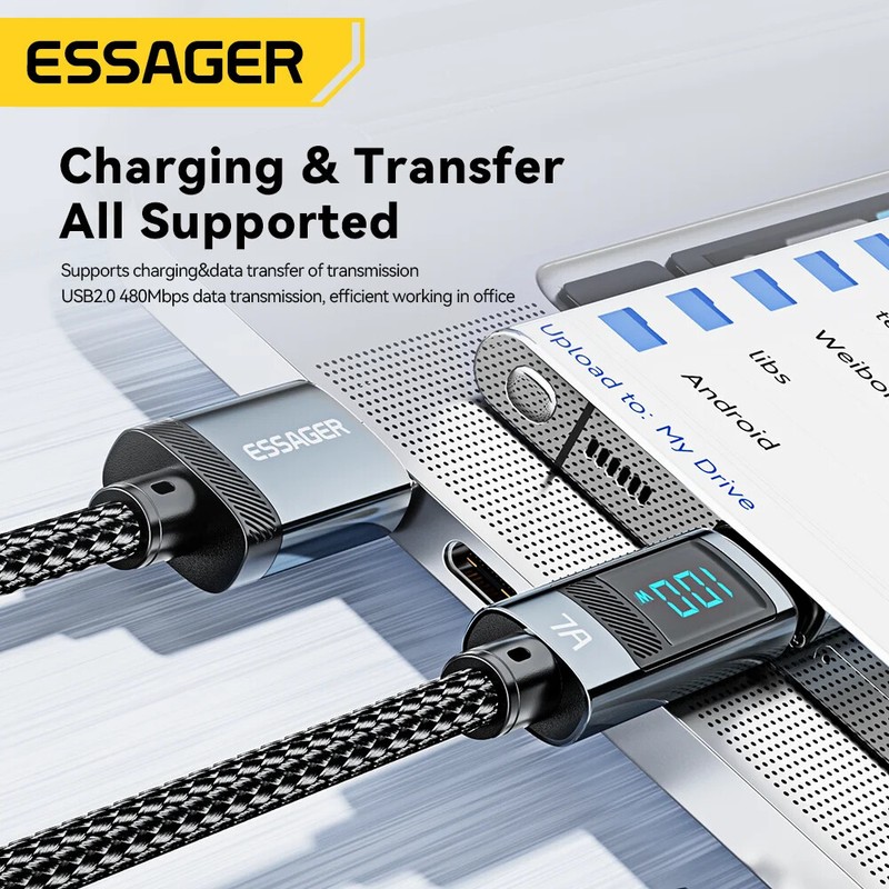 Essager 7A USB Type C Charger Cable 100W USB Fast Charging Wire Cord For Samsung gallery