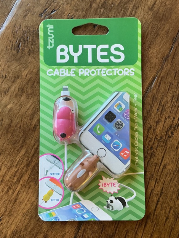Tzumi 2 Cord Bytes Phone Cable Protectors Flamingo Kangaroo New