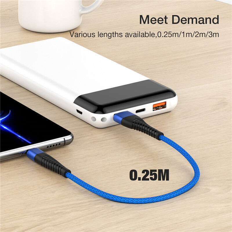 Heavy Duty Braided USB C Type-C Fast Charging Data Sync Charger lot Long Cord gallery