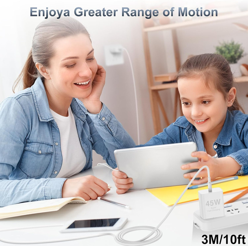 𝟐𝐏𝐚𝐜𝐤 𝟰𝟱𝗪 Iphone 17 16 15 Fast Charger,Usb C Charging Block and 10Ft gallery