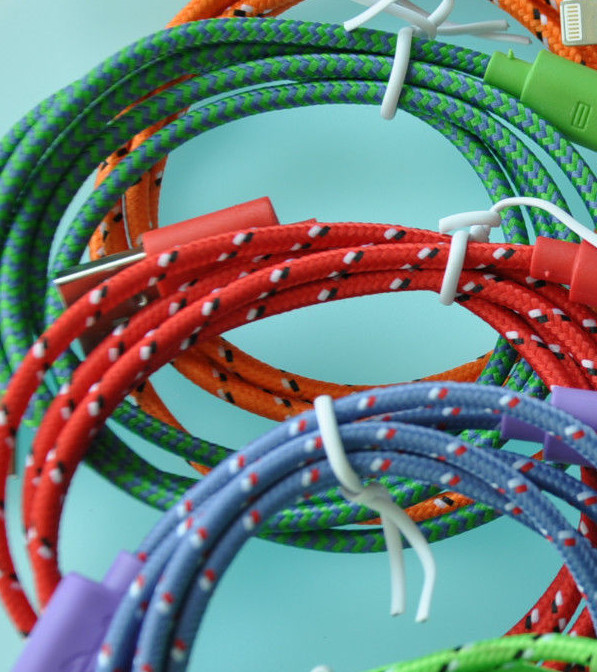 Lot ROUND BRAIDED 3FT fabric power charge cables FOR iphone 4 4s ipod data sync