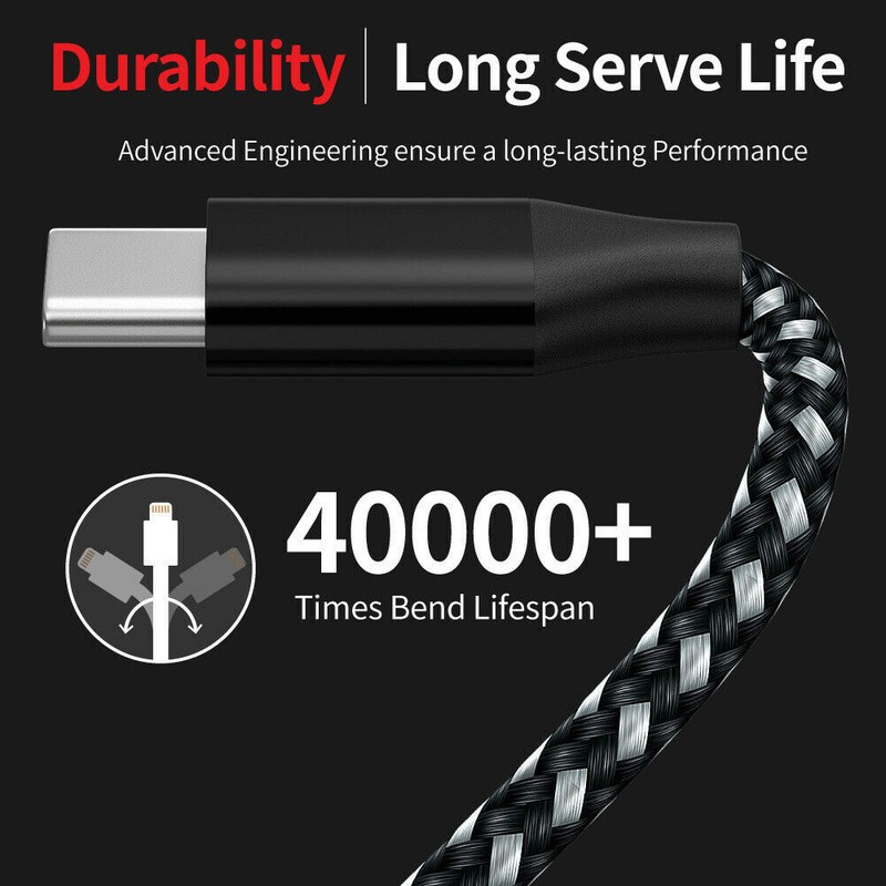 Braided USB C Type-C Fast Charging Data SYNC Charger Cable Cord 3/6/10FT Lot gallery