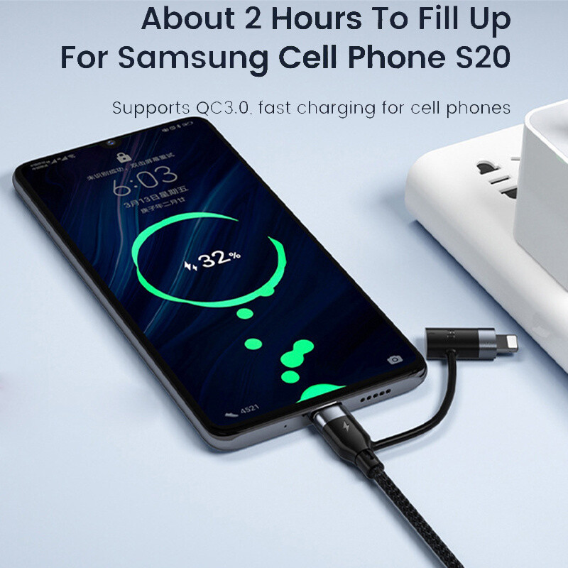 1-2 PCS USB Type C PD 60W/20W 2 in-1 Cable Data Fast Charger For Samsung iPhone gallery