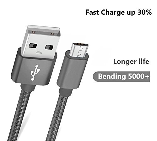 2 Pack Micro USB Cable 1.8M 6 Feet Nylon Braided High Speed Charging Grey gallery