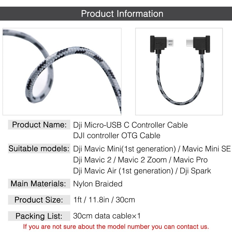 1FT Micro to USB Remote Controller Cable for DJI Mavic Mini,Mini SE,Mavic 2 /... gallery