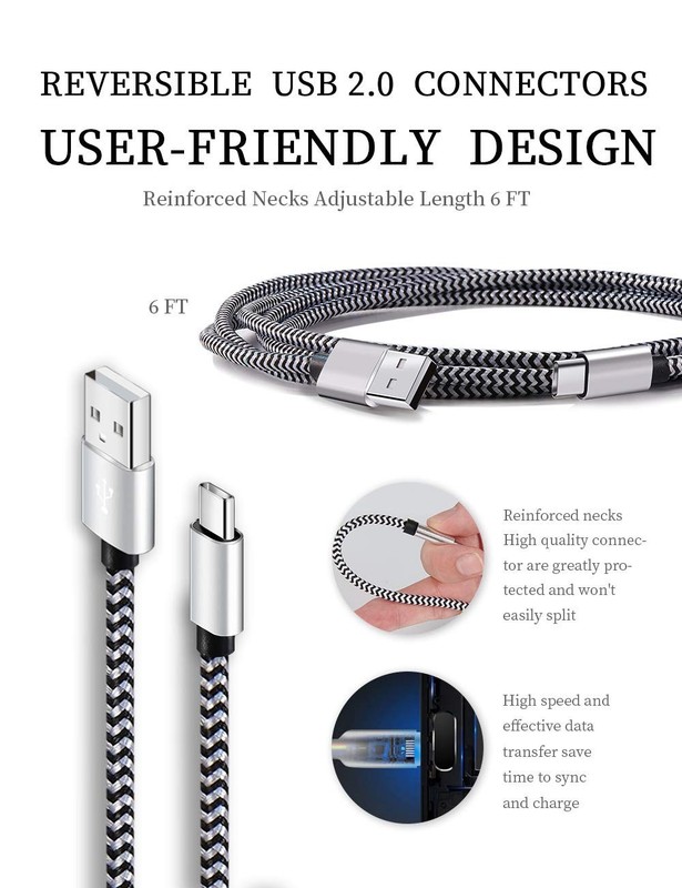 5 Pack 6ft USB C Cable 3A Fast Charging Nylon Braided Charger Cord gallery