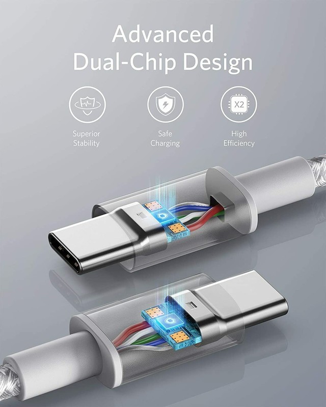 Anker Nylon USB C Cable 100W 10ft Fast Charge Date Sync for MAC/Galaxy S20/Pixel gallery